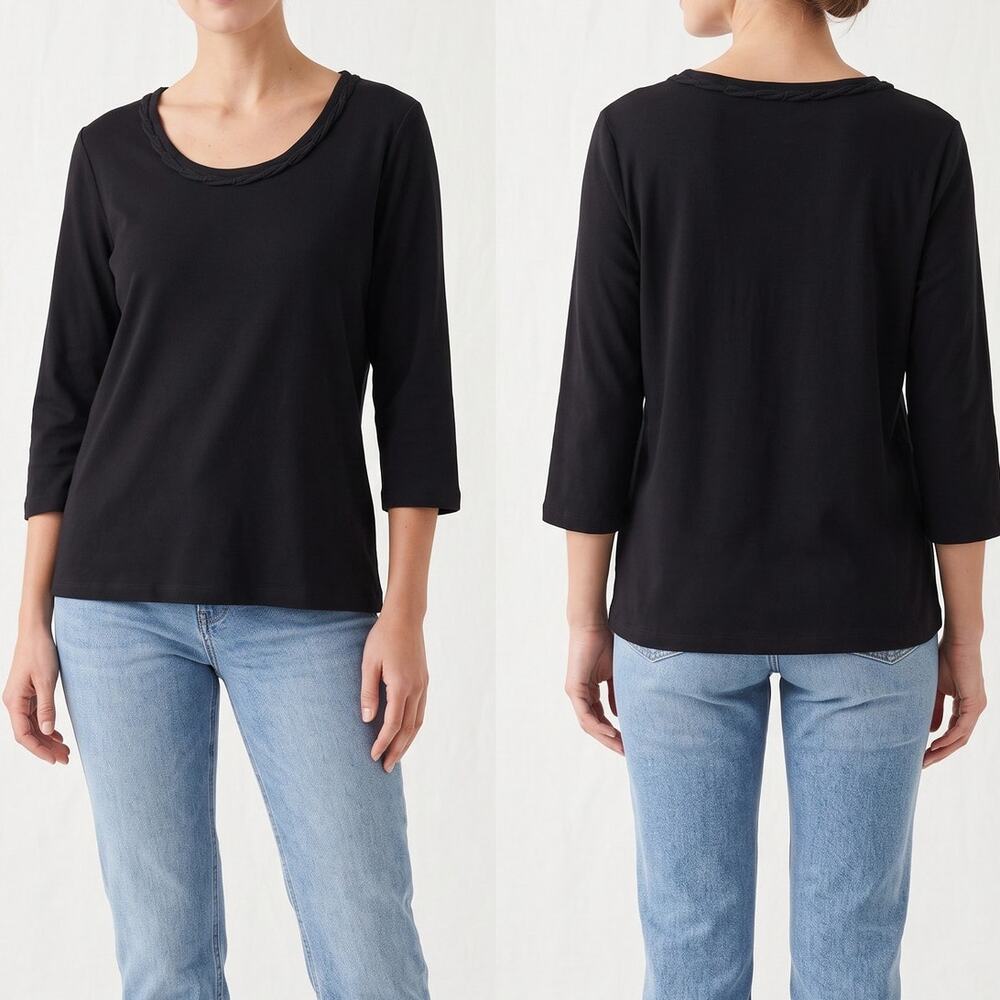 Croft & Barrow Stretch XL Black 3/4 Sleeve TShirt
